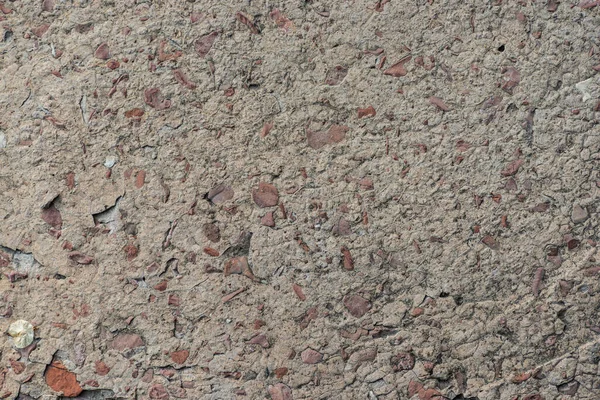 Textuur Van Betonnen Wand Fundering Close Met Kleine Kiezelsteentjes Gechipt — Stockfoto