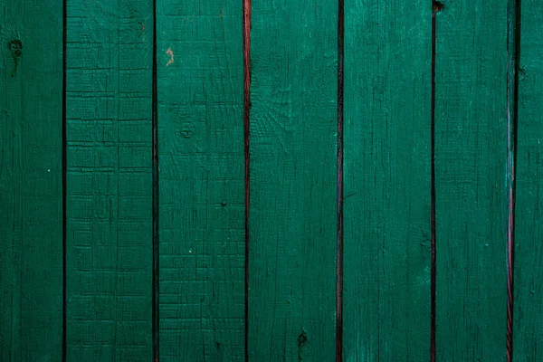 Textura Parede Verde Placas Madeira Com Tinta Rachada — Fotografia de Stock