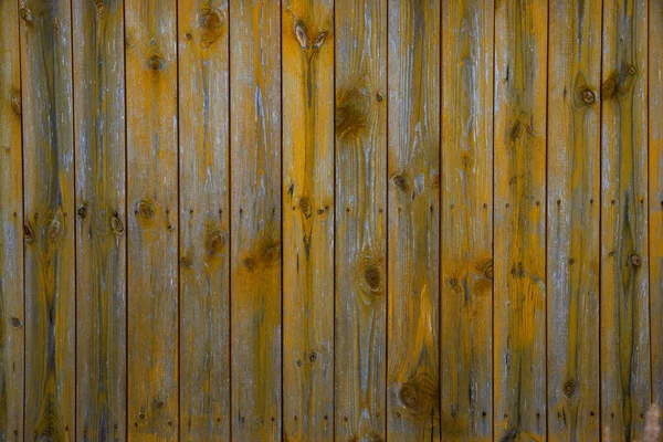 Textur Einer Alten Holzwand Aus Brettern Mit Abblätternder Gelber Farbe — Stockfoto