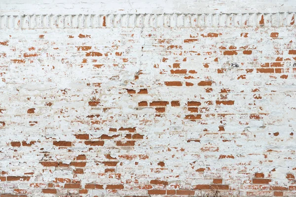 Texture Vieux Mur Briques Peint Blanc Avec Peinture Pelante — Photo
