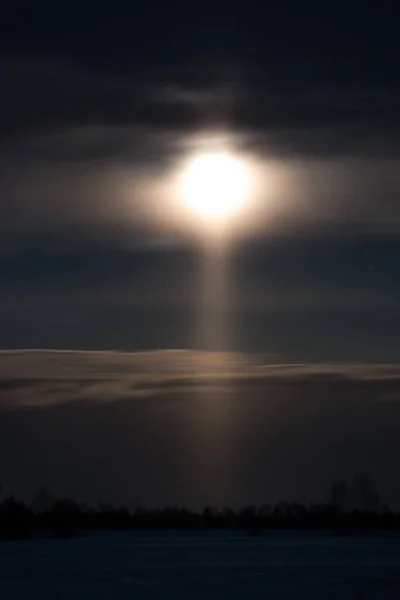 Mondaufgang Und Lichtmast Vom Mond Auf Dem Boden — Stockfoto