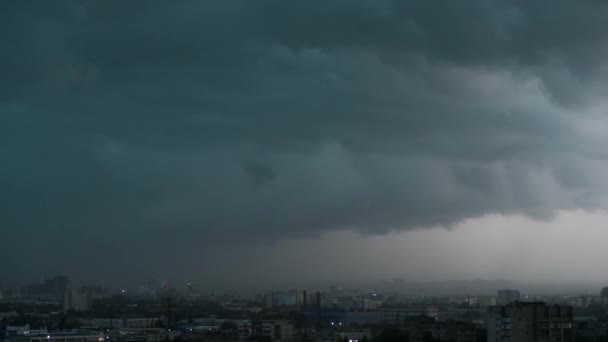 Timelapse Thunderstorm Front Passing City Ryazan Huge Cloud Covers City — Stock Video