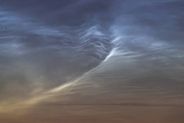 Noctilucent Clouds Closeup Summer Night Rare Atmospheric Phenomenon — Stock Photo, Image