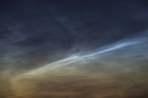 Noctilucent Clouds Closeup Summer Night Rare Atmospheric Phenomenon — Stock Photo, Image