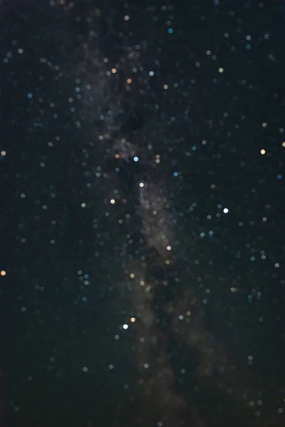 Milky Långt Natten Sommar Himmel Fokus — Stockfoto
