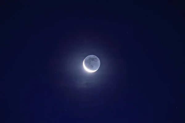 Luna Entre Las Estrellas Las Nubes — Foto de Stock