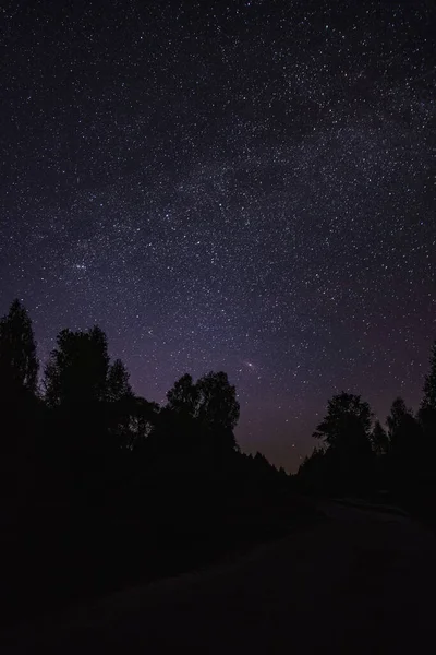 Cielo Estrellado Sobre Carretera Pueblo — Foto de Stock