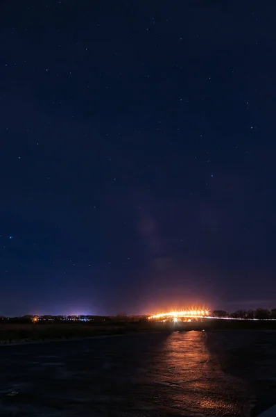 Night Lights Bridge Starry Night — Stock Photo, Image