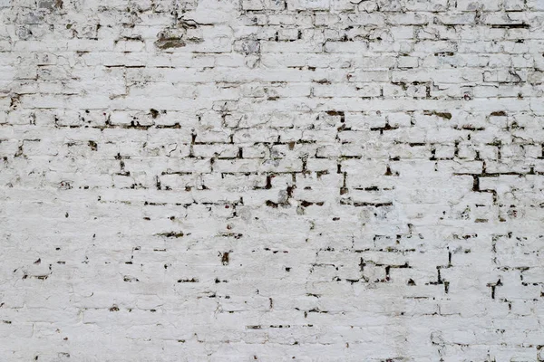 Texture Vieux Mur Briques Peint Blanc Avec Peinture Pelante — Photo
