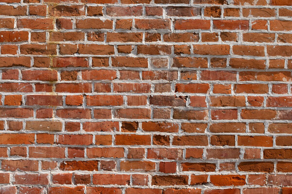 Macro texture of a beautiful red brickwork.