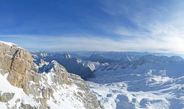 Vista Panoramica Montagne Innevate Sfondo — Foto Stock