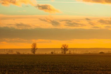 alan üzerinde güzel gün batımı manzara