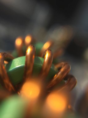  Bakır bobinin makro görüntüsünü kapat