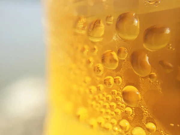 Gotas Agua Macro Vaso Cerveza — Foto de Stock