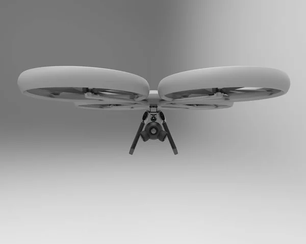 3D rendered image of military drone equipped with machine guns