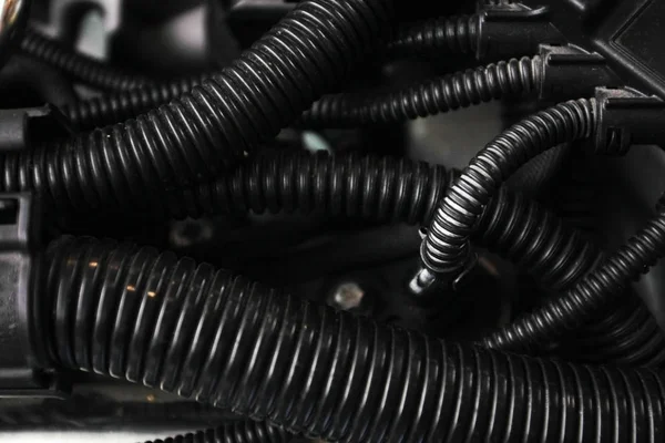 Metalik motor detaylarının yakın görüntüsü