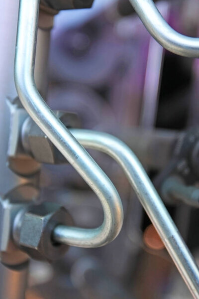 closeup view of metallic motor engine details