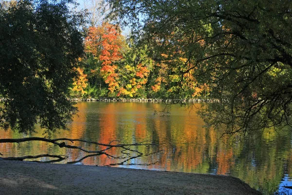 Parque Outonal Com Folhagem Colorida — Fotografia de Stock