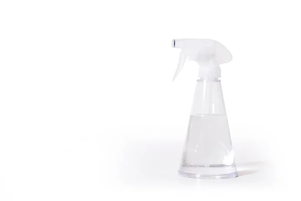 Bottiglia Spray Trasparente Anteriore Dello Sfondo Bianco — Foto Stock