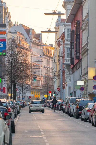 Vue Panoramique Rue Vienne Coucher Soleil — Photo