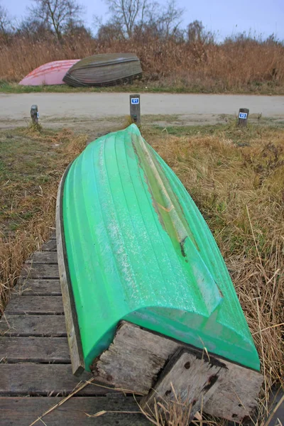 Malerischer Blick Auf Das Campingboot Strand Des Sees — Stockfoto
