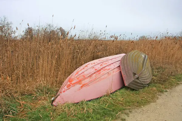 Malerischer Blick Auf Das Campingboot Strand Des Sees — Stockfoto