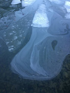 Göldeki parçalanmış buzun yakın plan görüntüsü