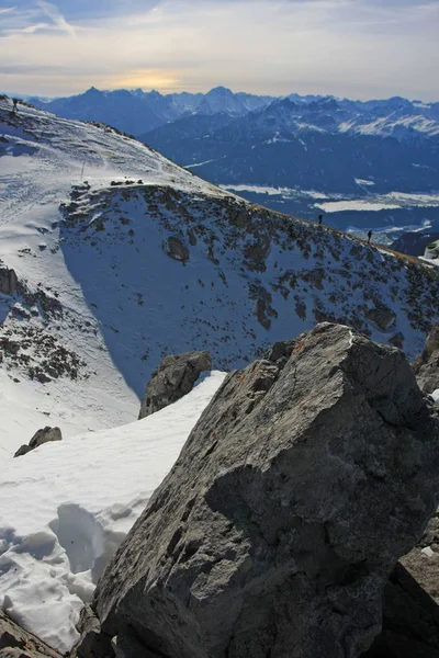 Colpo Scenico Belle Montagne Innevate Paesaggio Sfondo — Foto Stock