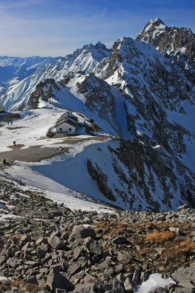 Foto Cênica Belas Montanhas Nevadas Paisagem Para Fundo — Fotografia de Stock