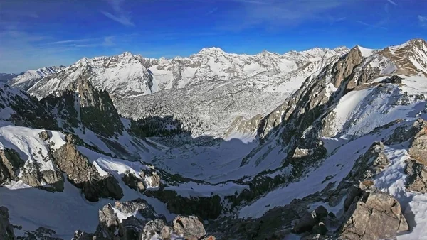 Colpo Scenico Belle Montagne Innevate Paesaggio Sfondo — Foto Stock