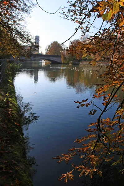 Pürüzsüz Nehri Olan Sonbahar Parkı — Stok fotoğraf