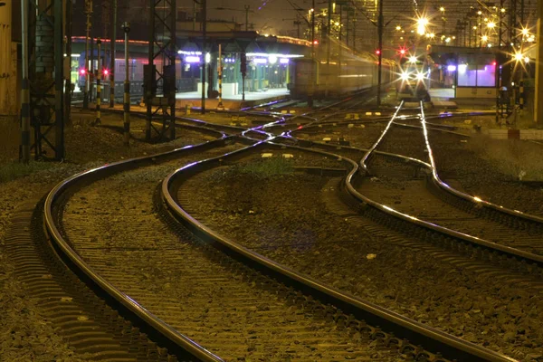 Vista Panorámica Del Tráfico Nocturno Ciudad —  Fotos de Stock