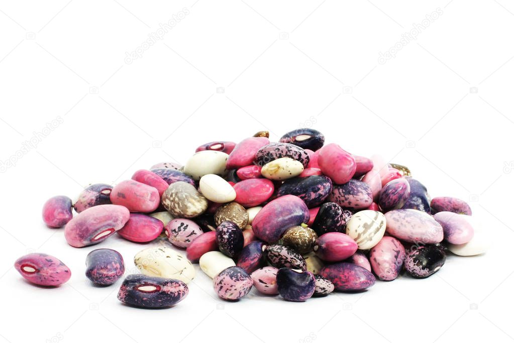 close-up shot of pile of purple beans on white surface