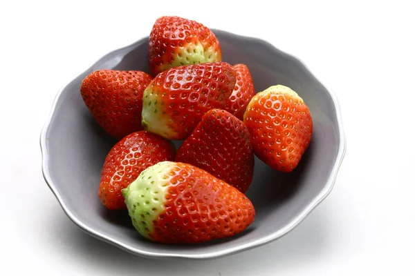 Sweet Strawberries White Bowl — Stock Photo, Image