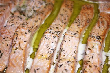 lezzetli pişmiş kırmızı balık yakın çekim