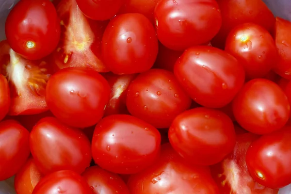 Close Shot Van Een Stapel Heerlijke Rijpe Tomaten — Stockfoto