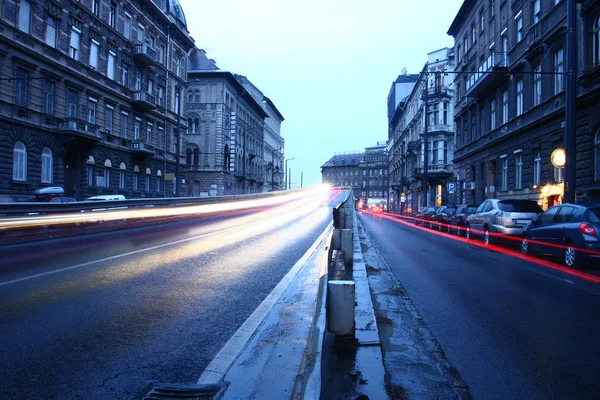 Vue Panoramique Sur Les Sentiers Lumière Ville Soirée — Photo