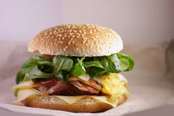 Close Shot Delicious Freshly Cooked Burger — Stock Photo, Image