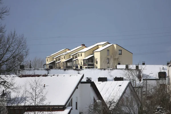 Scenic View Snow Covered House Roofs — Stock Photo, Image