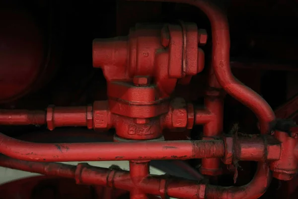 Closeup View Red Pipes Black Background — ストック写真
