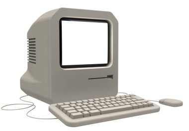 tasarlanmış Retro bilgisayar 3D render illüstrasyon