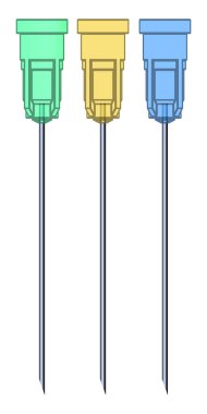 tasarlanan şırınga iğneler 3D render illüstrasyon