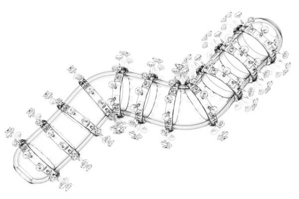 設計された細菌3Dレンダーイラスト — ストック写真
