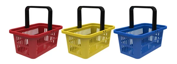 设计五颜六色的购物篮 渲染插图 — 图库照片