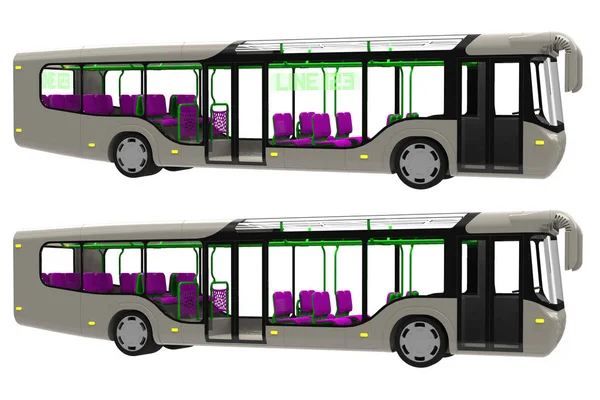 デザインされたモダンなバス3Dレンダーイラスト — ストック写真