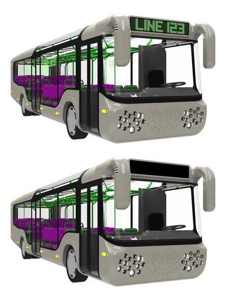 Tasarlanmış Modern Otobüs Render Illüstrasyon — Stok fotoğraf