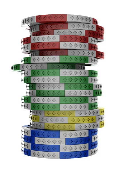Navržený Poker Chips Vykreslení Ilustrace — Stock fotografie