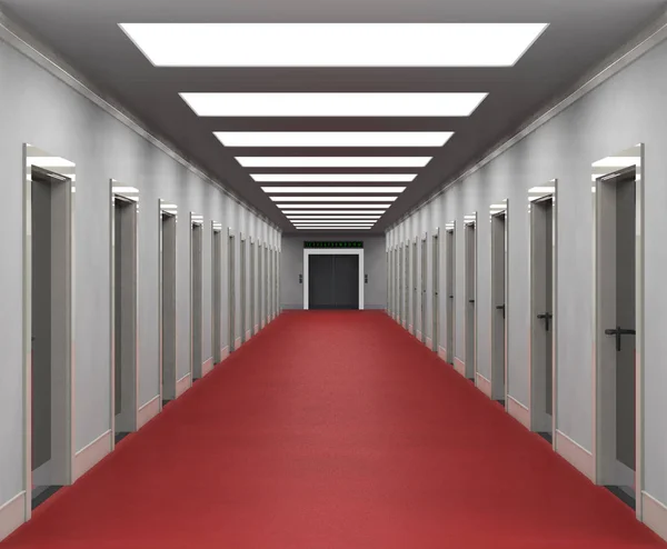 tasarlanmış koridor 3D render illüstrasyon