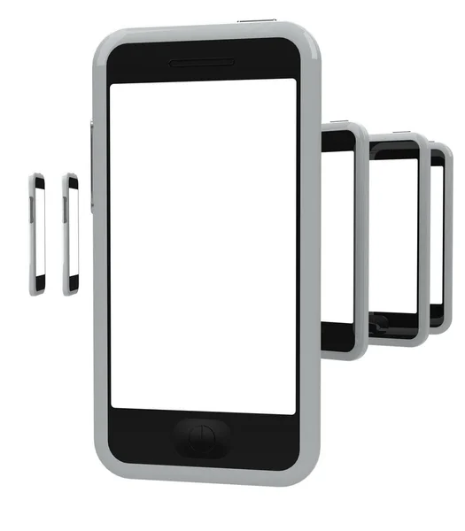 Zaprojektowane Rzędy Smartfonów Renderowania Ilustracji — Zdjęcie stockowe