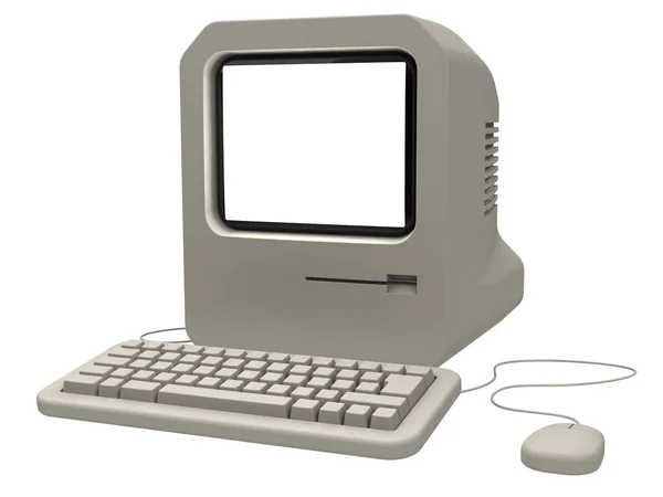 Zaprojektowany Retro Komputer Renderowania Ilustracji — Zdjęcie stockowe